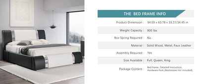Faux Leather Bed Frame with Iron Pieces Decor