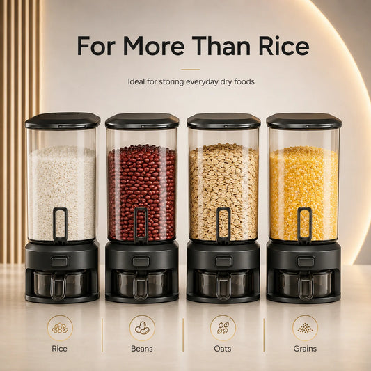 Black Transparent Rice Bucket with Measuring Cup