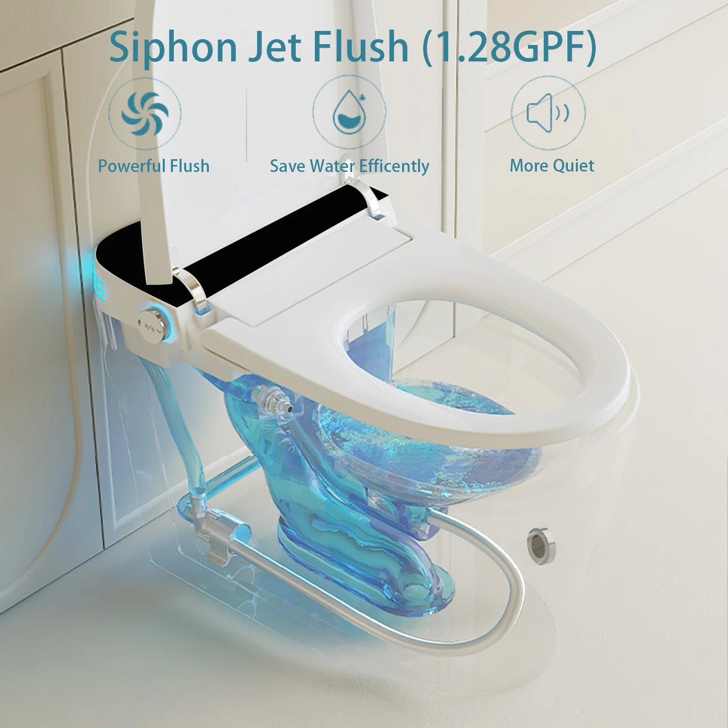 Smart Toilet with Built-in Bidet, AUTO Open/Close
