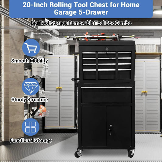 Heavy-Duty Tool Box with Detachable Storage