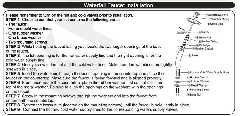 Tempered Glass Washbasin Faucet Set
