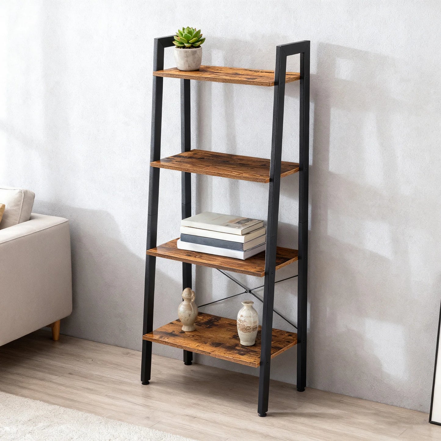 Bookshelf Wooden Storage Standing Shelf Living Room