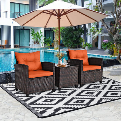 3 PCS Patio Furniture Set Cushioned Orange