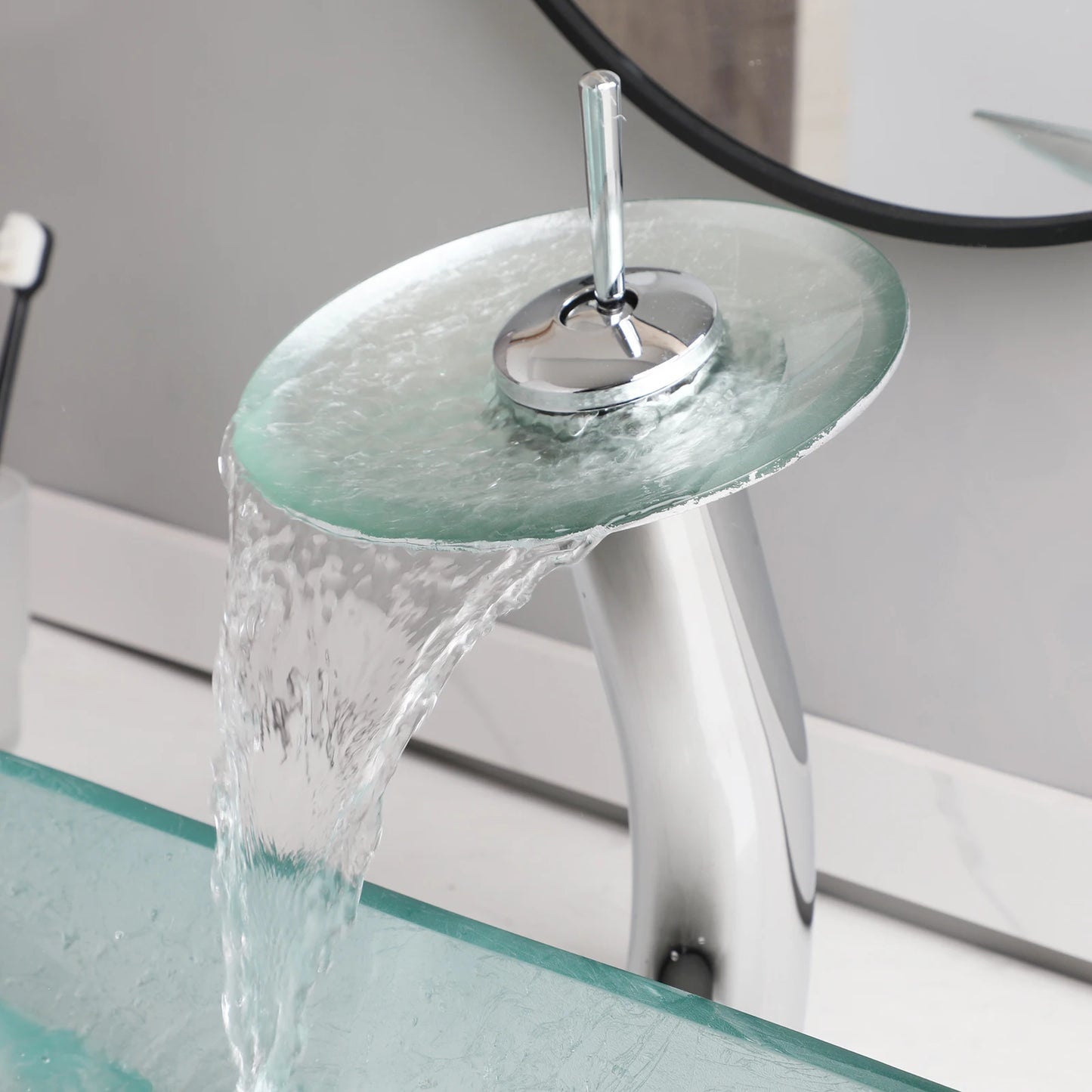 Tempered Glass Washbasin Faucet Set