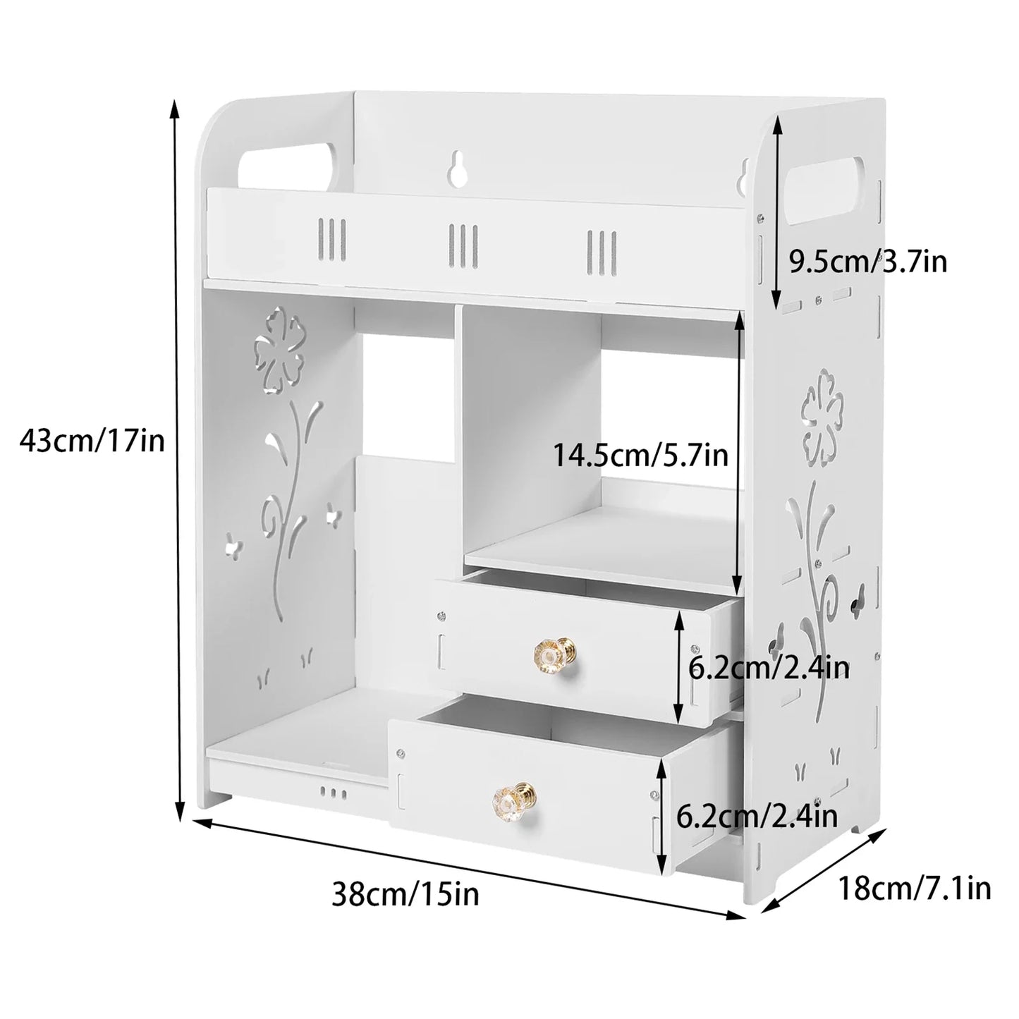 Bathroom Wall Mounted Cabinet with 2 Drawers