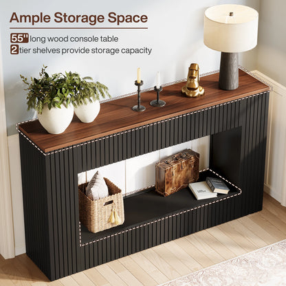 55-Inch Wood Entryway Table with Storage