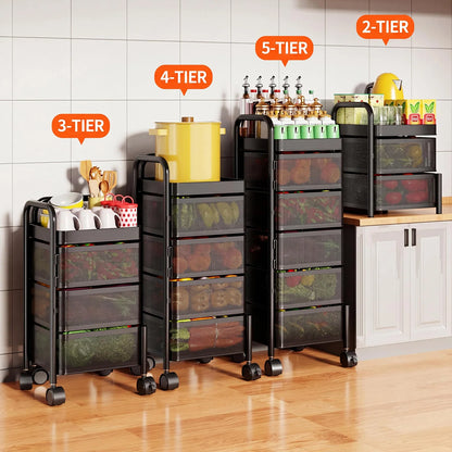 4/5-Tier Thickened Carbon Steel Rotating Storage Cart