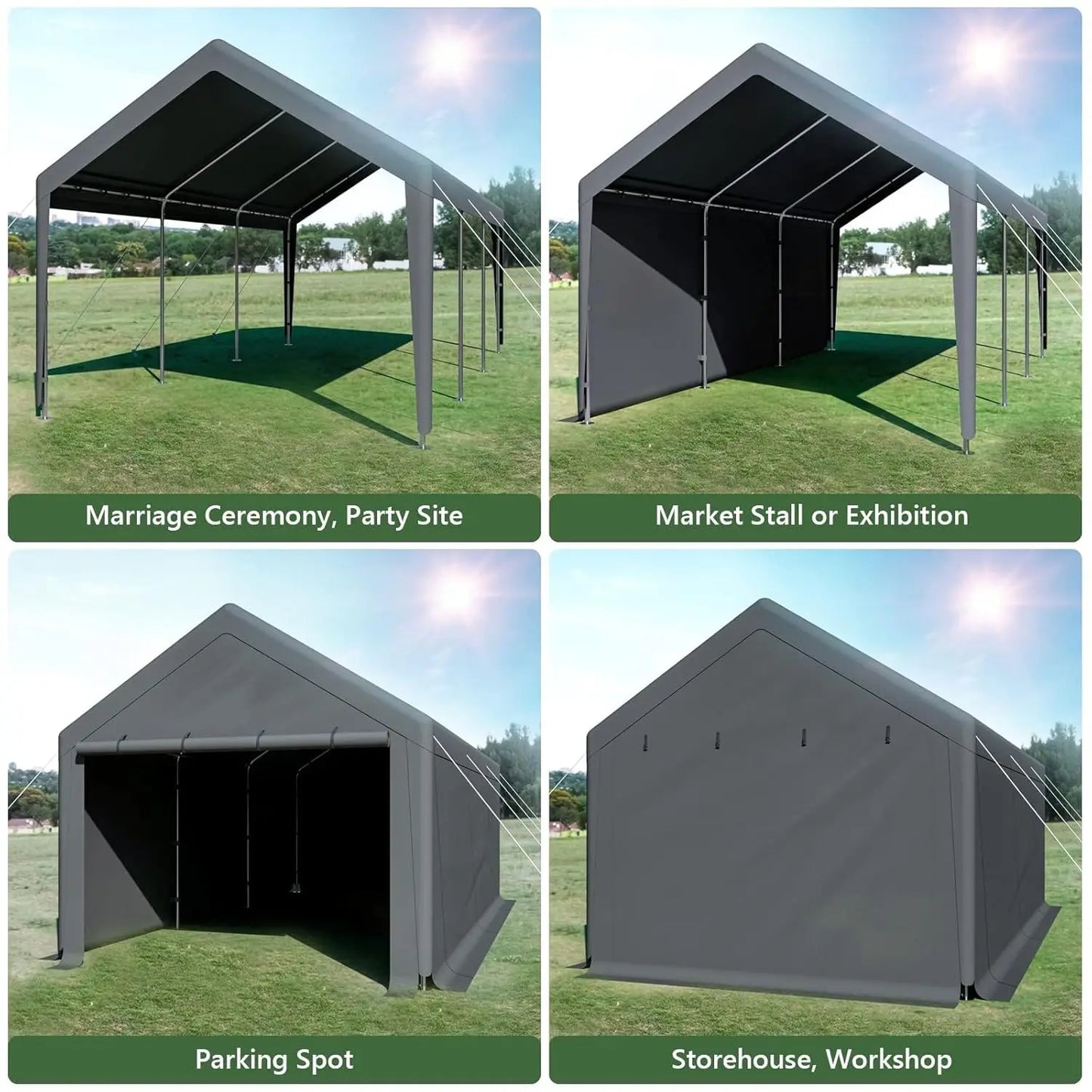 Carport 10x20 Ft Heavy Duty Canopy Steel Storage