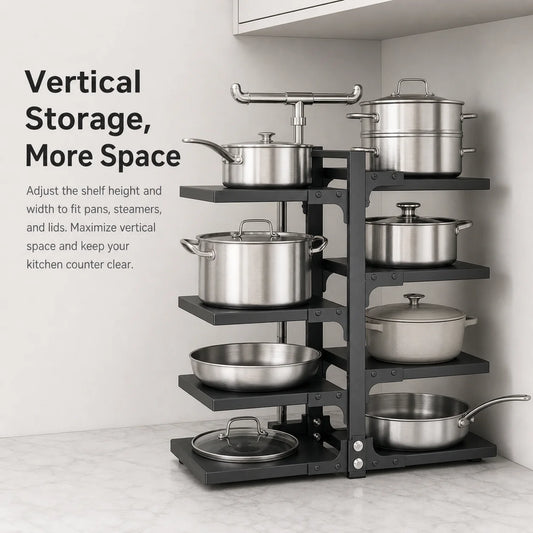 Height-Adjustable Stainless Steel Kitchen Storage Rack