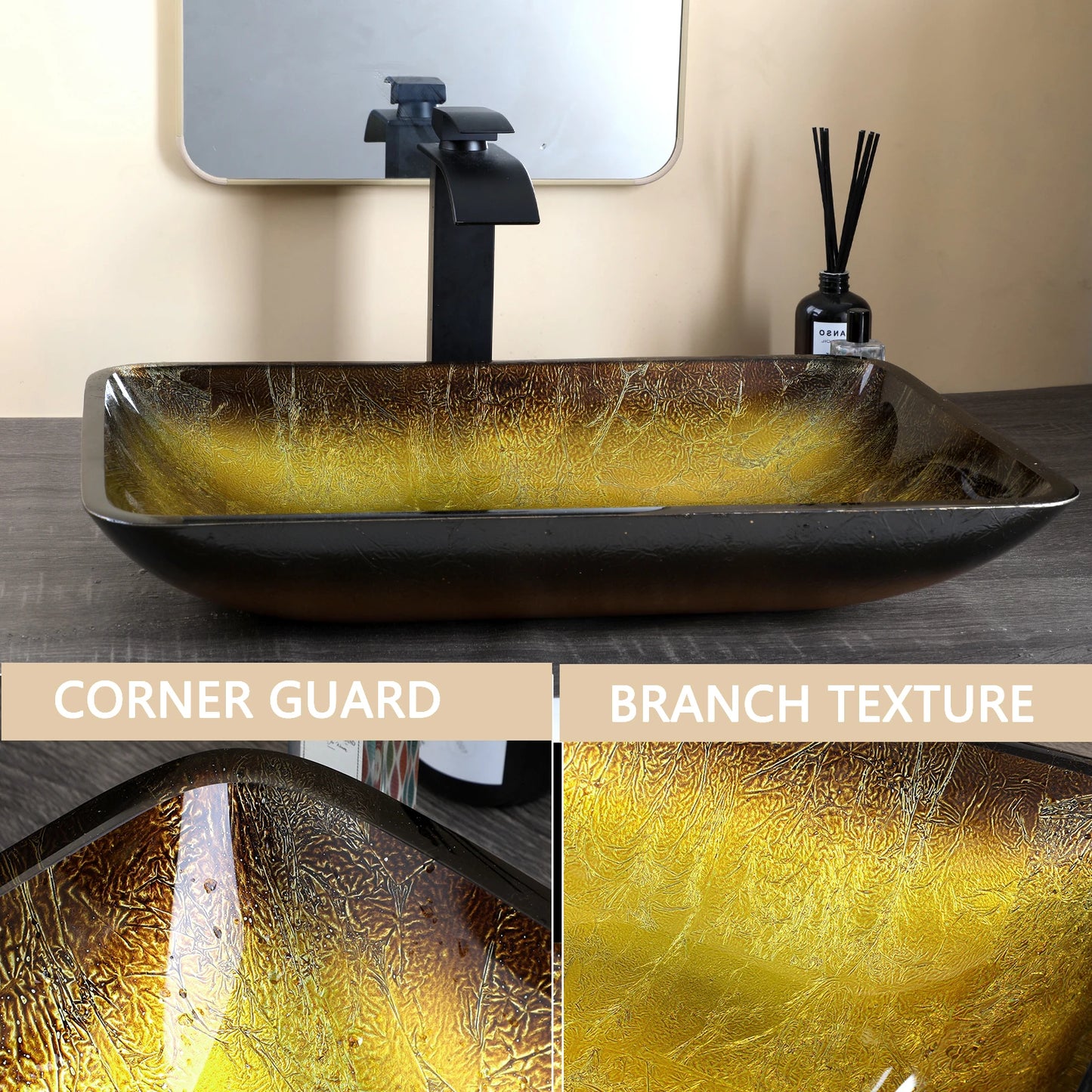 Tempered Glass Washbasin Faucet Set
