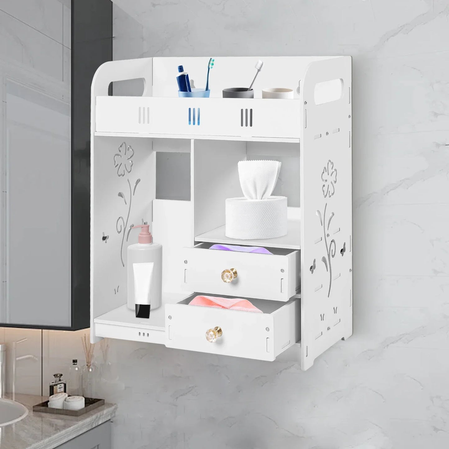 Bathroom Wall Mounted Cabinet with 2 Drawers