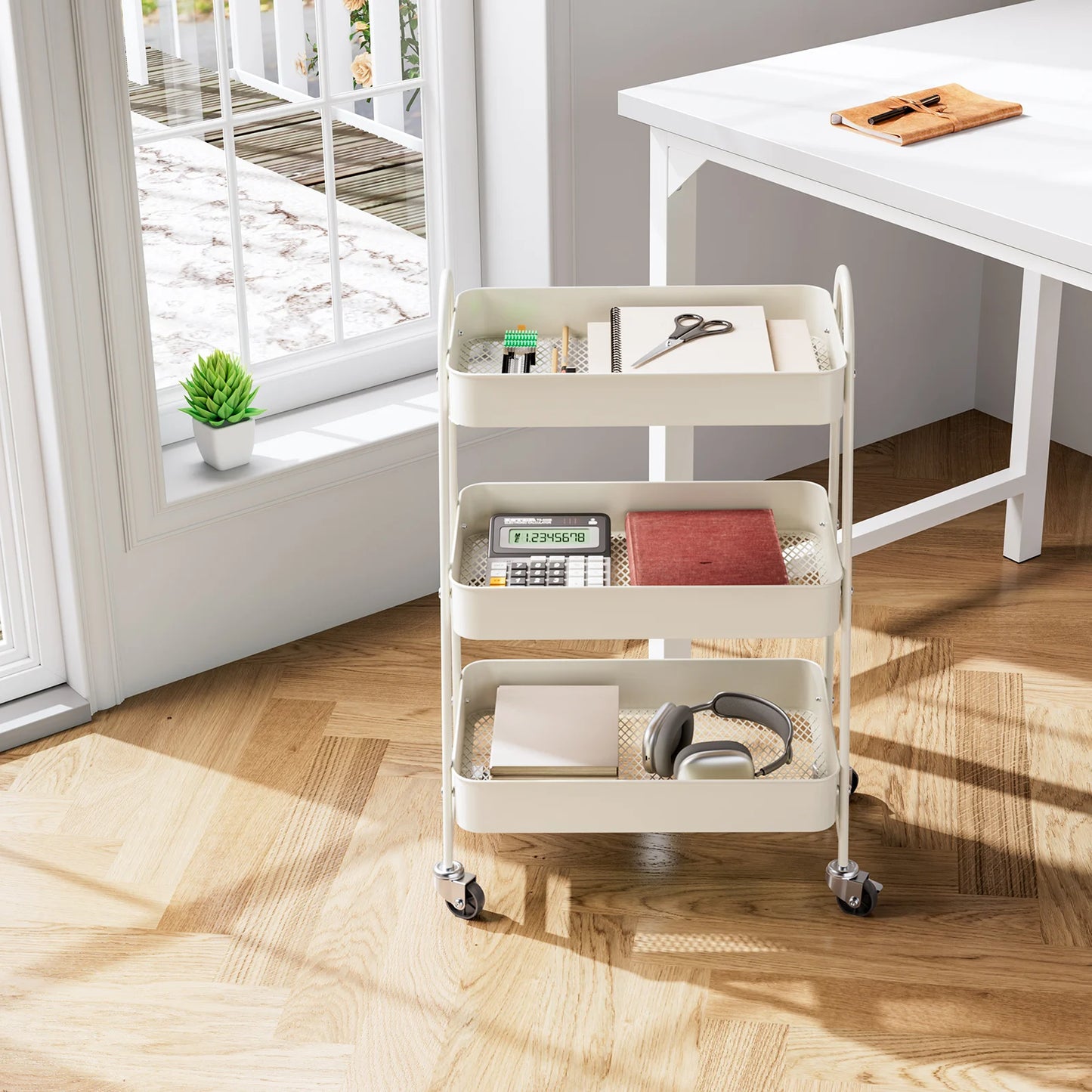 3-Tier Storage Kitchen Cart with Lockable Wheels