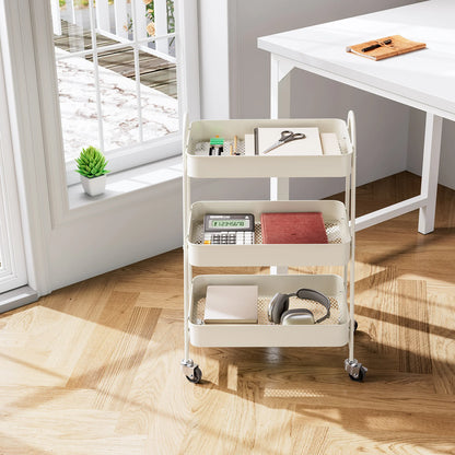3-Tier Storage Kitchen Cart with Lockable Wheels