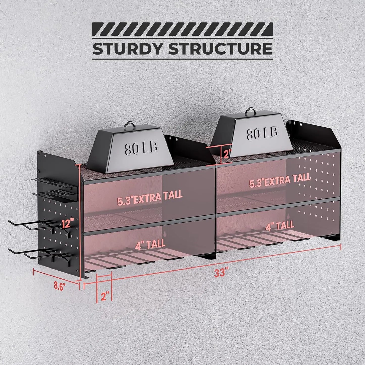 Wall Mount Tool Organizer with Drill Holder