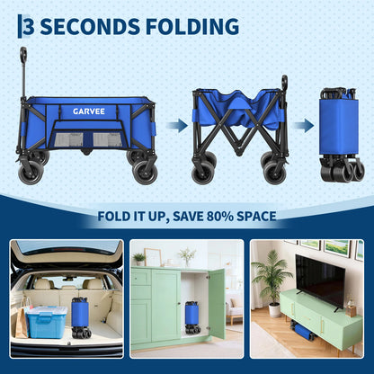 Outdoor Camping Cart with 8-Inch Wheels/Adjustable Handle