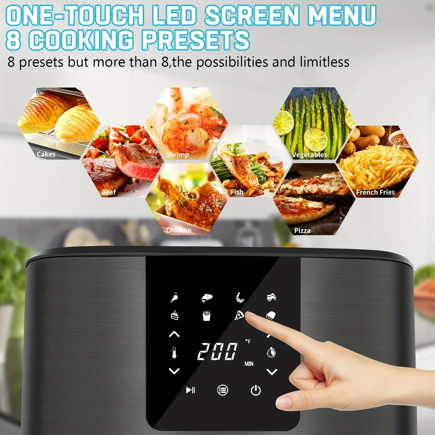 7Qt Air Fryer with 8 Presets 1500W