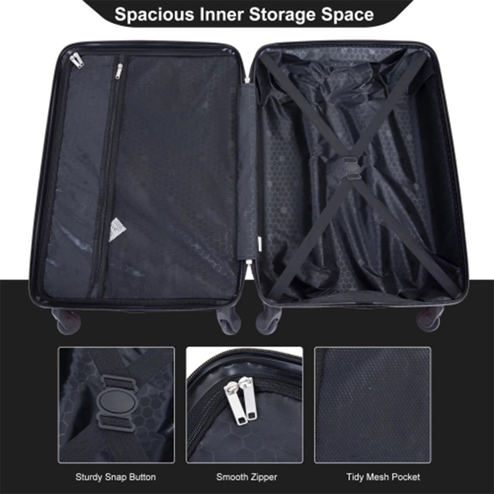 4-Piece ABS Suitcase With Spinner Wheels/Lock