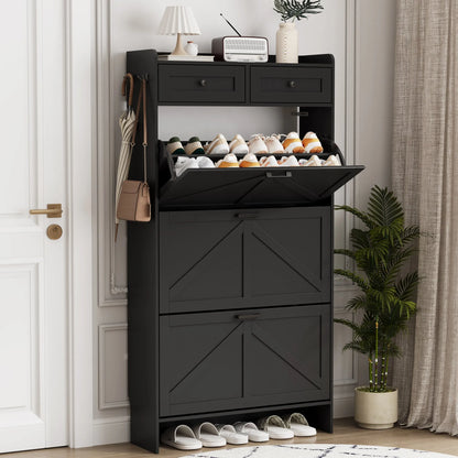 Shoe Cabinet with 3 Flip and 2 Drawers