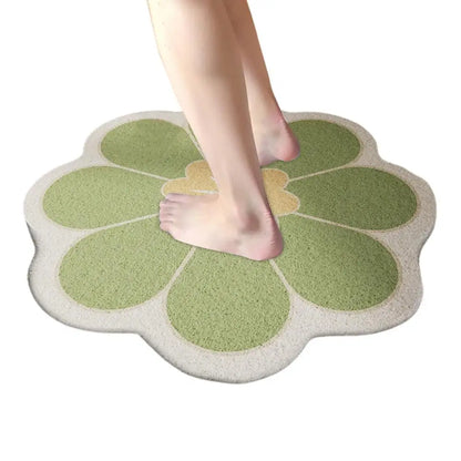 Round Flower Bathroom Mat Quick Drying