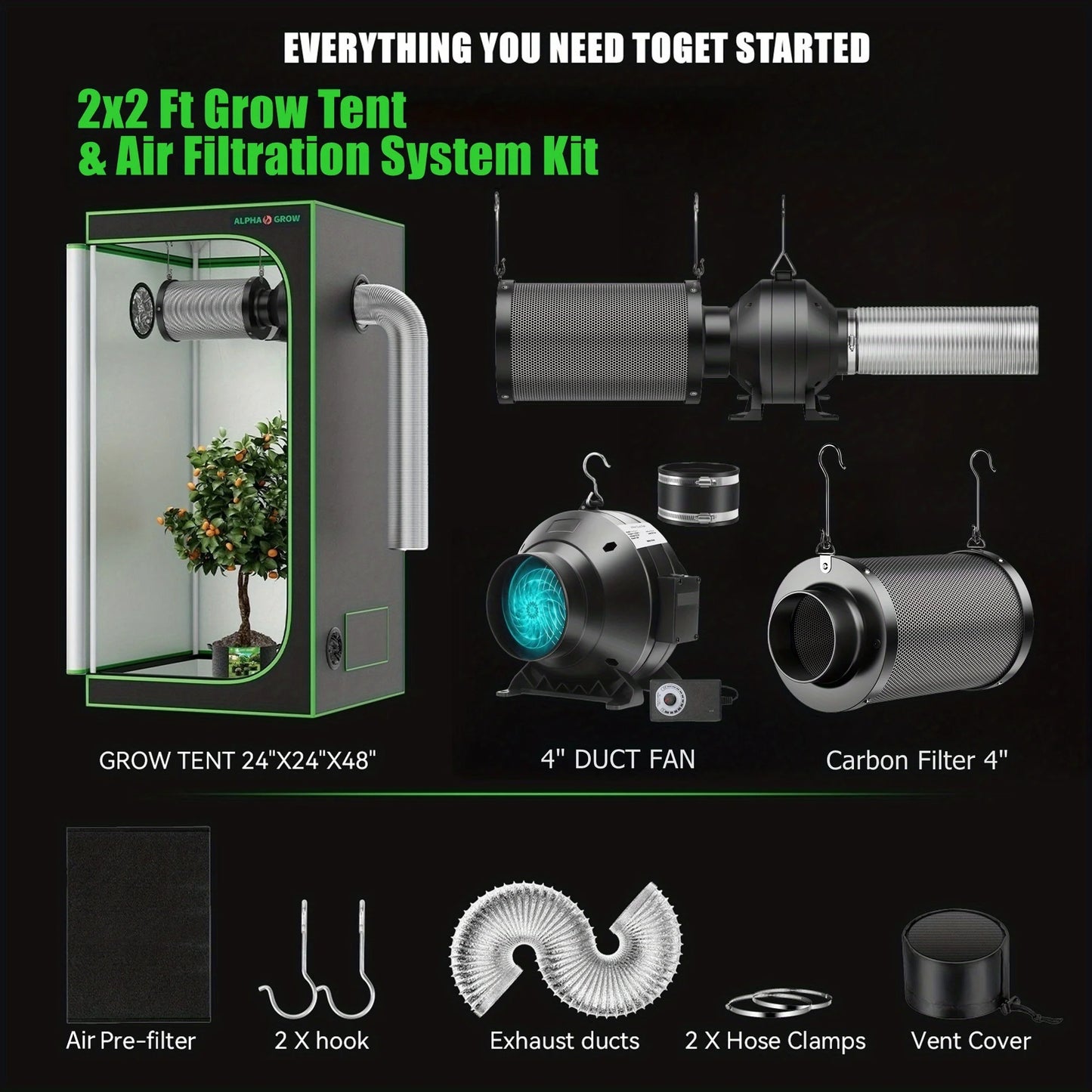 2x2 AG1000 LED Grow Tent Package