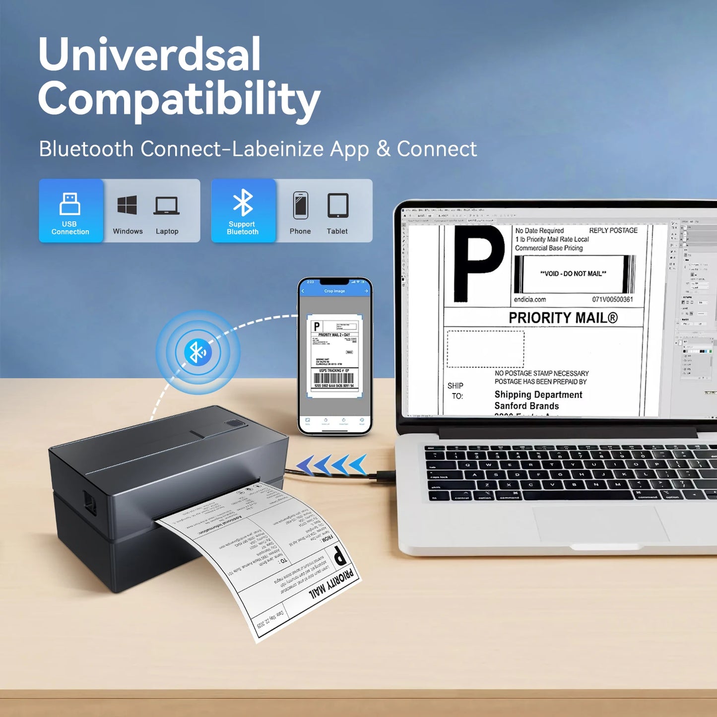 Thermal Label Printer No Ink Required 203DPI