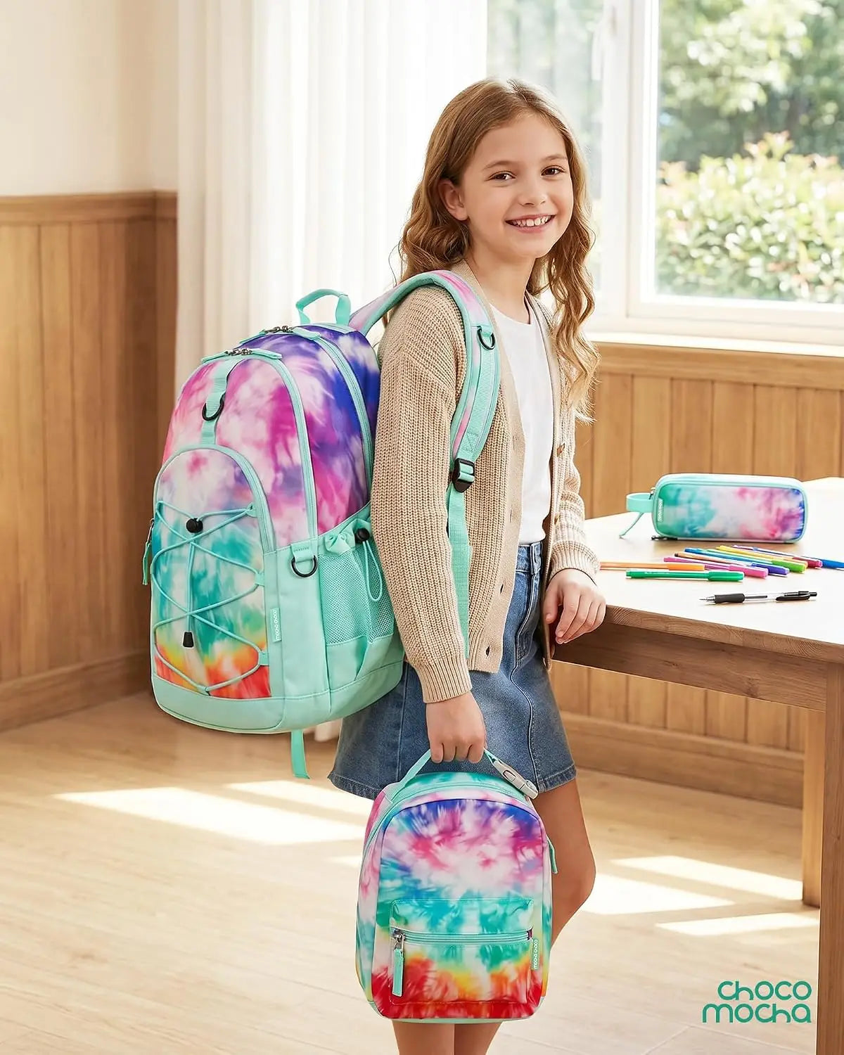 Girls School Backpack with Lunch Box