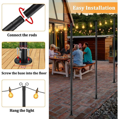 8ft Heavy-Duty metal poles for string lights