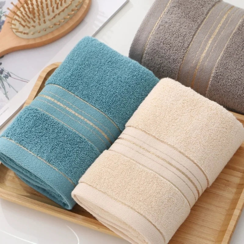 100% Cotton Towels with Gold Thread Decoration