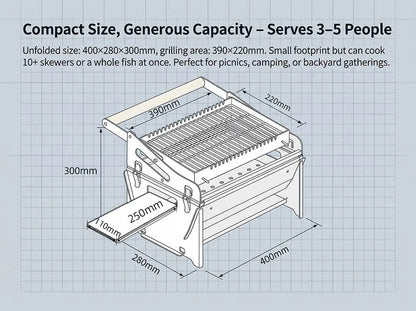 360° Portable Foldable Rotating Charcoal Grill