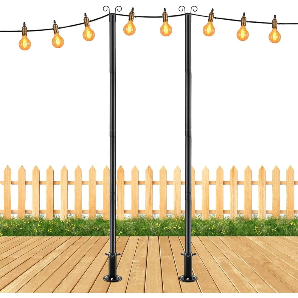 8ft Heavy-Duty metal poles for string lights
