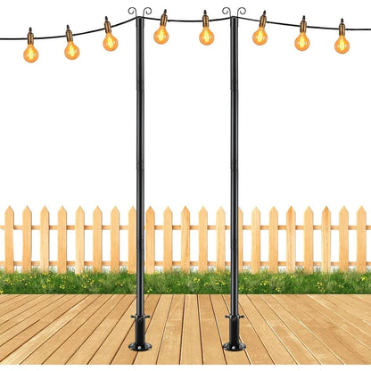 8ft Heavy-Duty metal poles for string lights