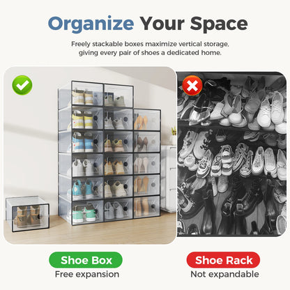 12/15 Pack Plastic Stackable Shoe Organizer