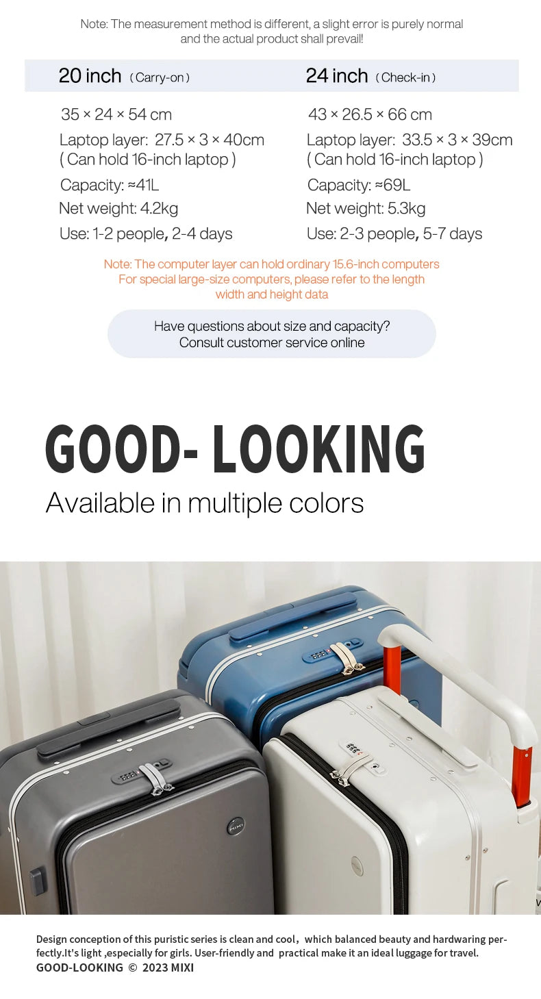 20 Inch New Design Wide Handle Suitcase