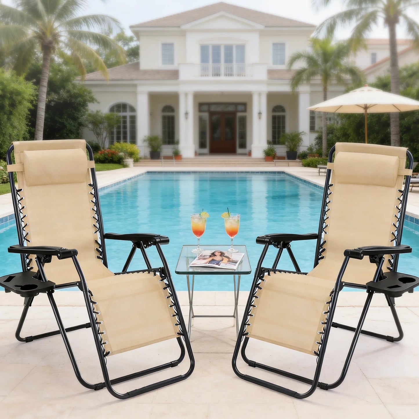 Set of 2 Portable Zero Gravity Recliner Chairs