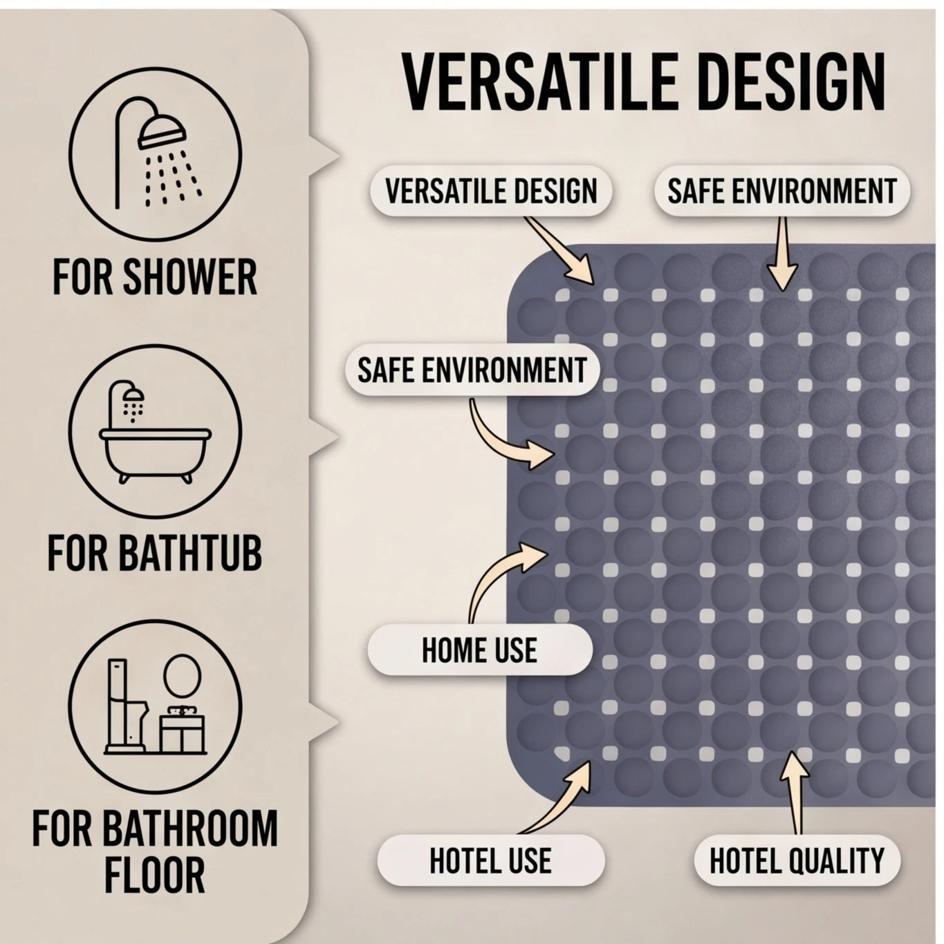 14inx27in Non-Slip Shower Mat