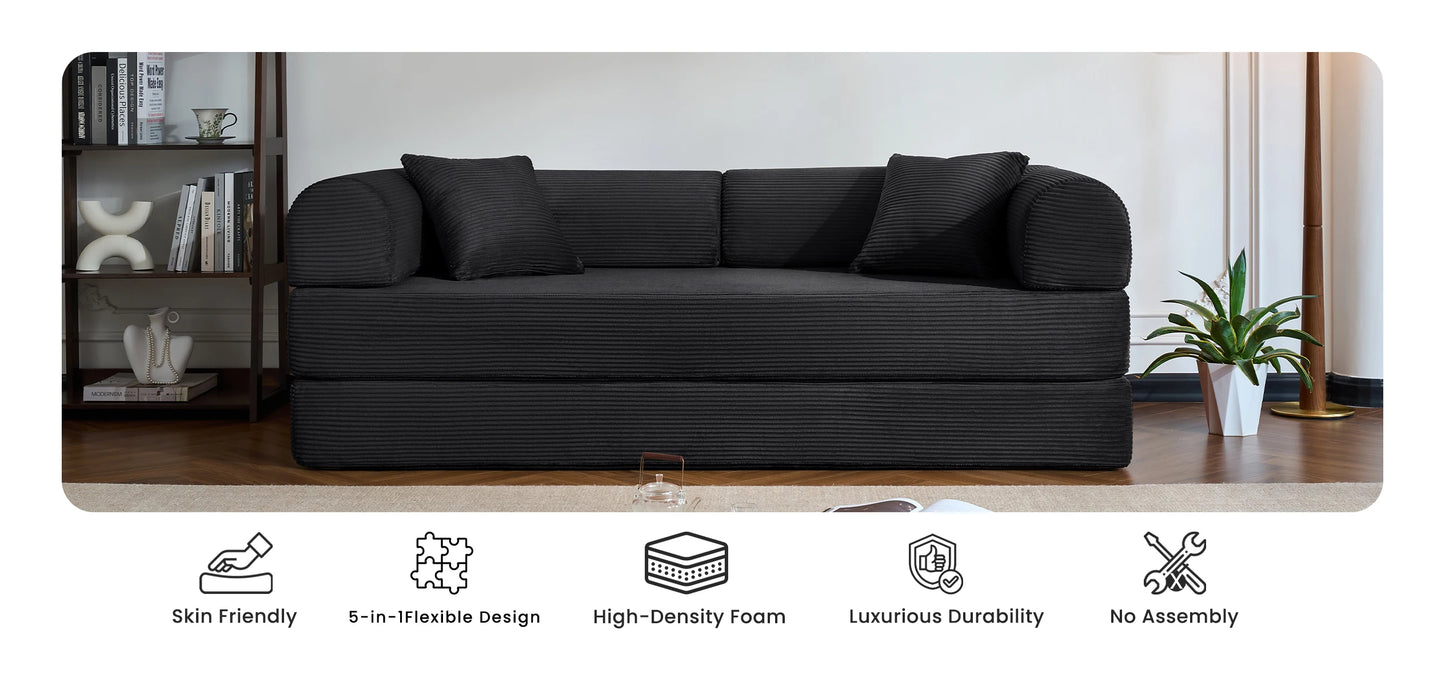 79’’ Folding Convertible Corduroy Sofa Bed