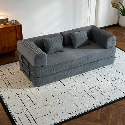 79" Folding Corduroy Futon Sofa Bed