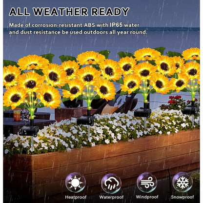 24 Sunflower Solar Lights, Waterproof Outdoor Decor