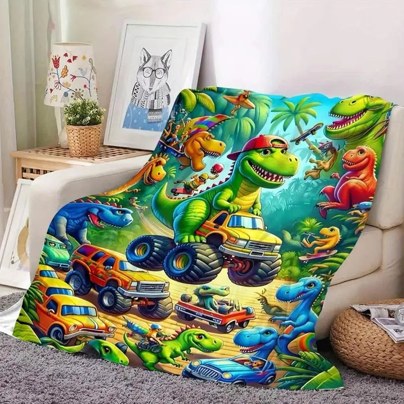 Cartoon Dinosaur Throw Blanket