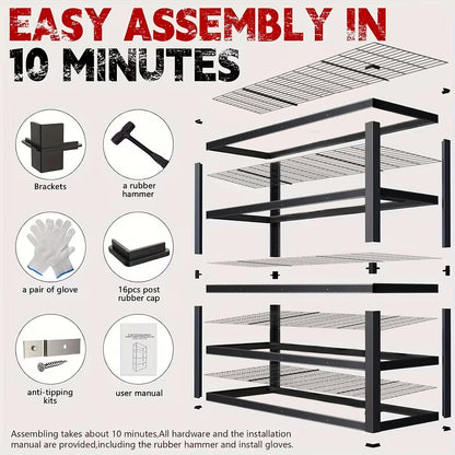 84 Inch Heavy-Duty Metal Storage Rack