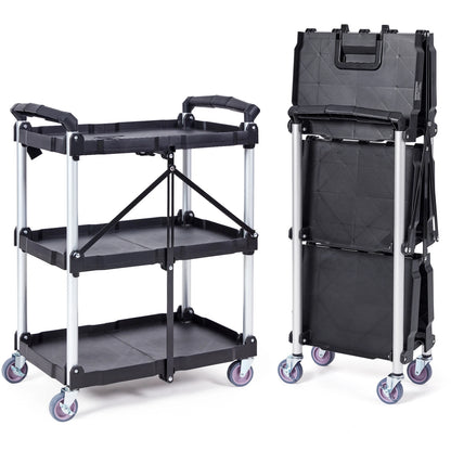 3-Tier Folding Rolling Utility Storage Cart
