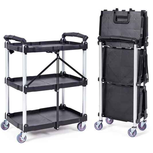3-Tier Folding Rolling Utility Storage Cart