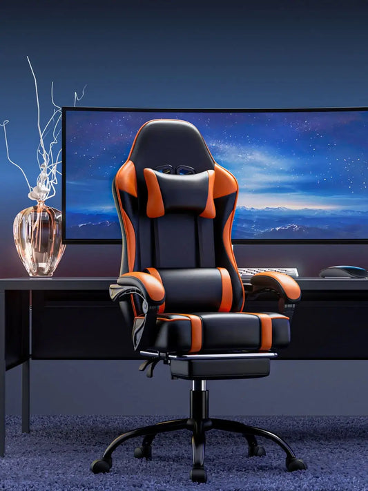 Gaming Chair with Footrest Leather Office Desk