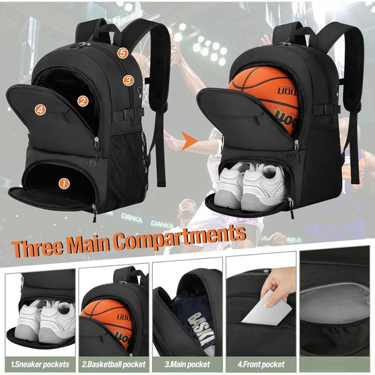 Large Sports Equipment Bag with Ball Holder