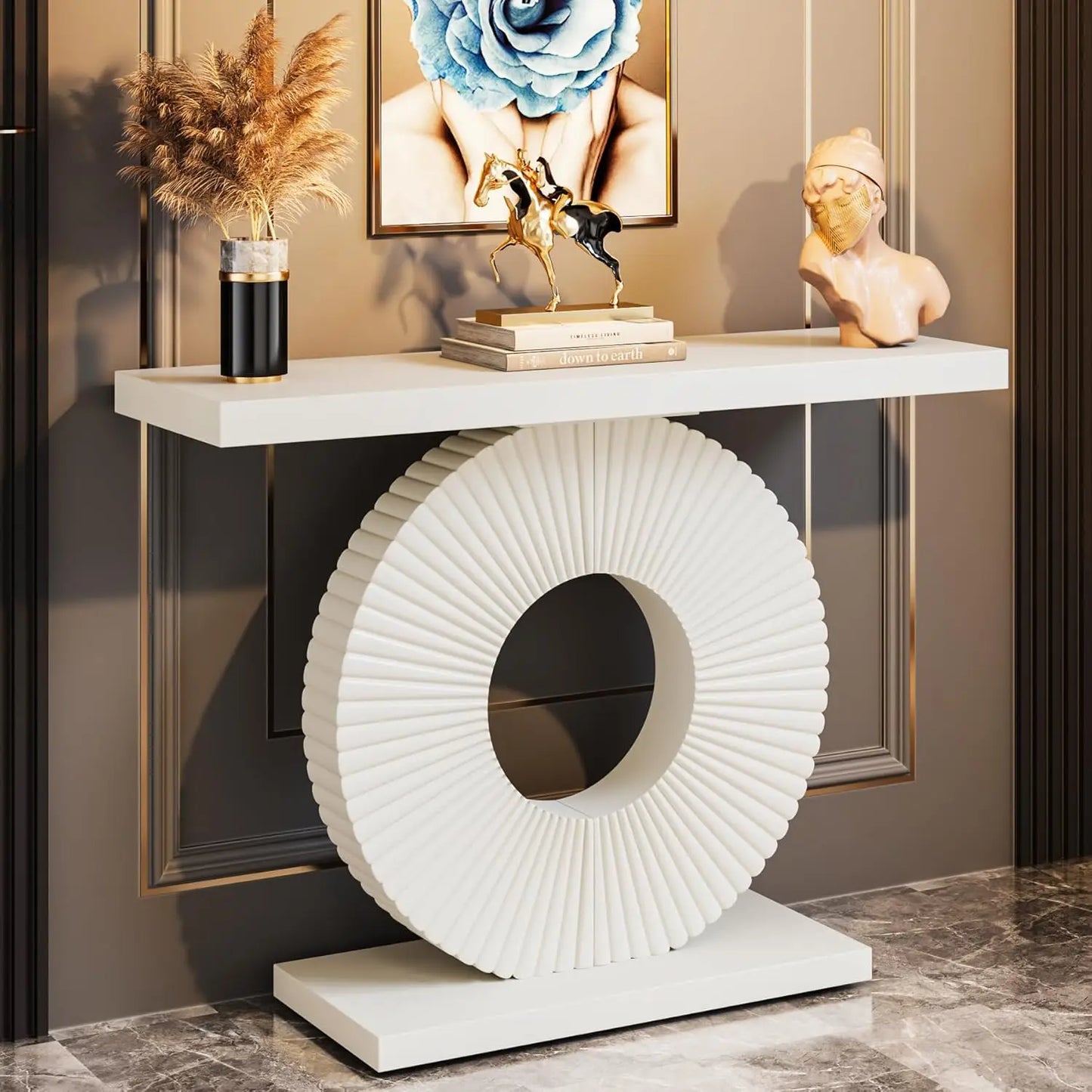 Modern Console Table with Geometric Base