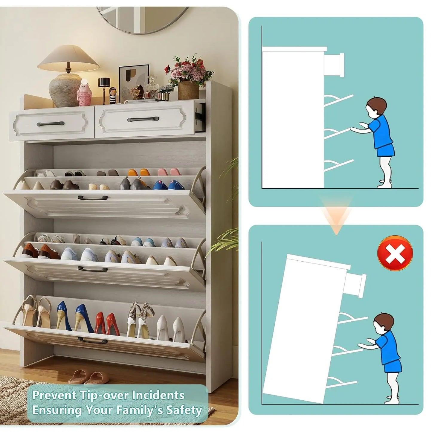 3 Flip Drawer & 2 Storage Drawer Cabinet
