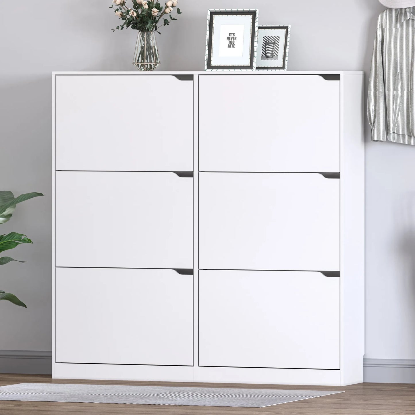 Shoe Storage Cabinet with 6 Flip Drawers