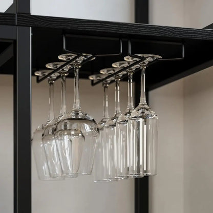 Bakers Rack with 2 Storage Cabinets and Outlet