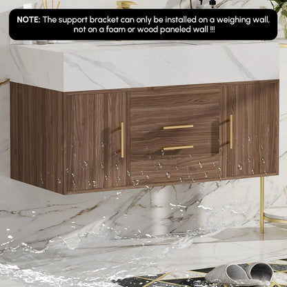 Floating Bathroom Vanity Sintered Stone Top 2 Drawers