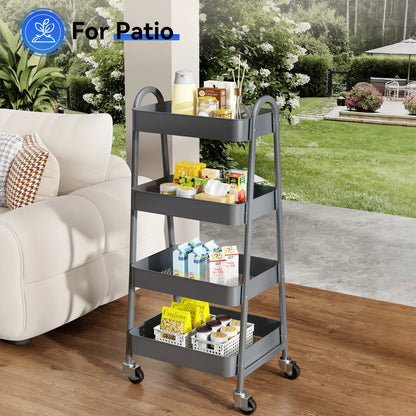 4-Tier Storage Kitchen Cart with Lockable Wheels